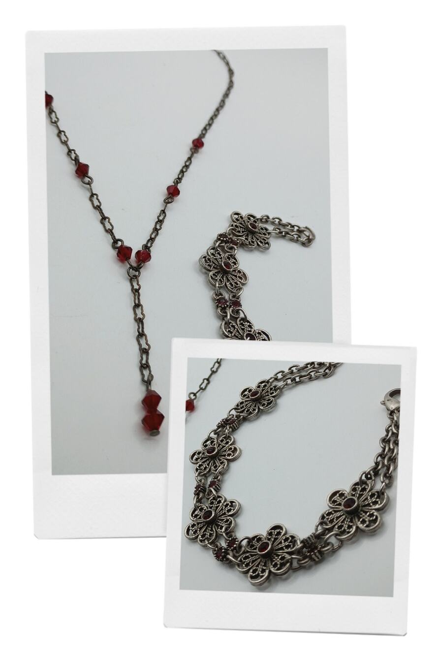 Necklace & Bracelet Set – Red Crystal Accents